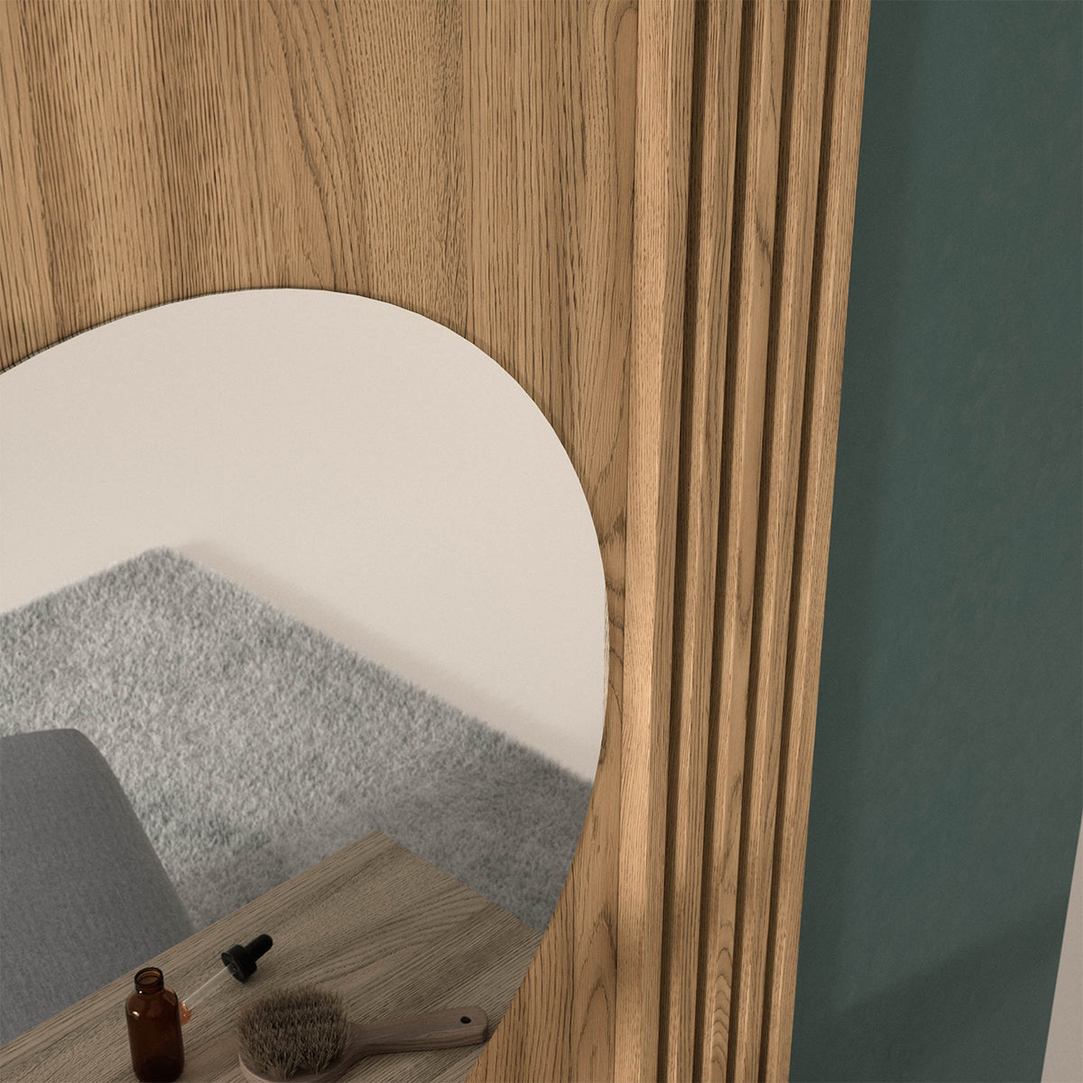 Coiffeuse murale 1 tiroir 1 miroir Esteban Bois - vue 6
