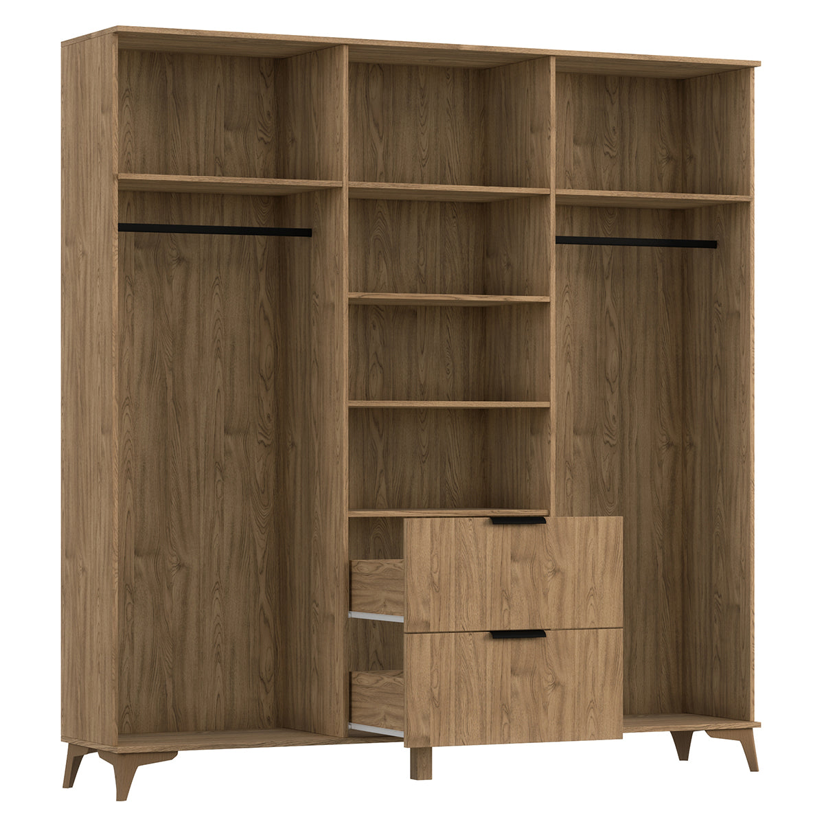 Armoire 3 portes 2 tiroirs Esteban Bois - vue 4