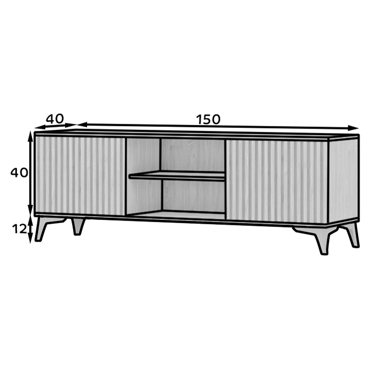 Meuble TV 2 portes 150 cm Esteban Bois - vue 8