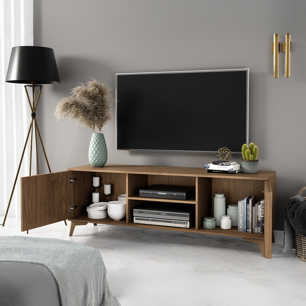 Meuble TV 2 portes 150 cm Esteban Bois - vue 3