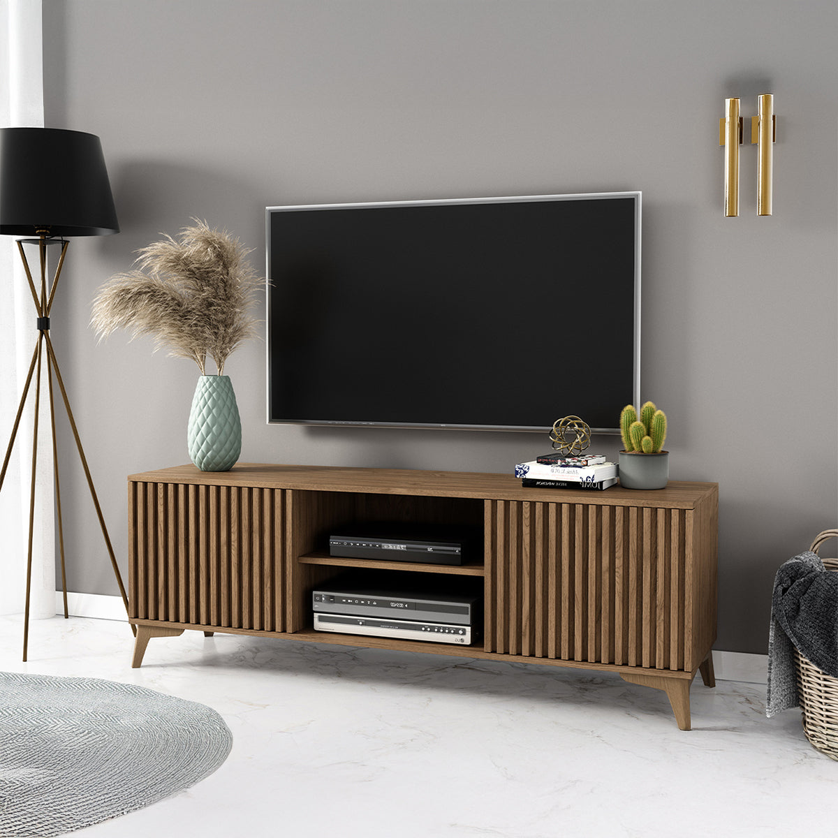 Meuble TV 2 portes 150 cm Esteban Bois - vue 2