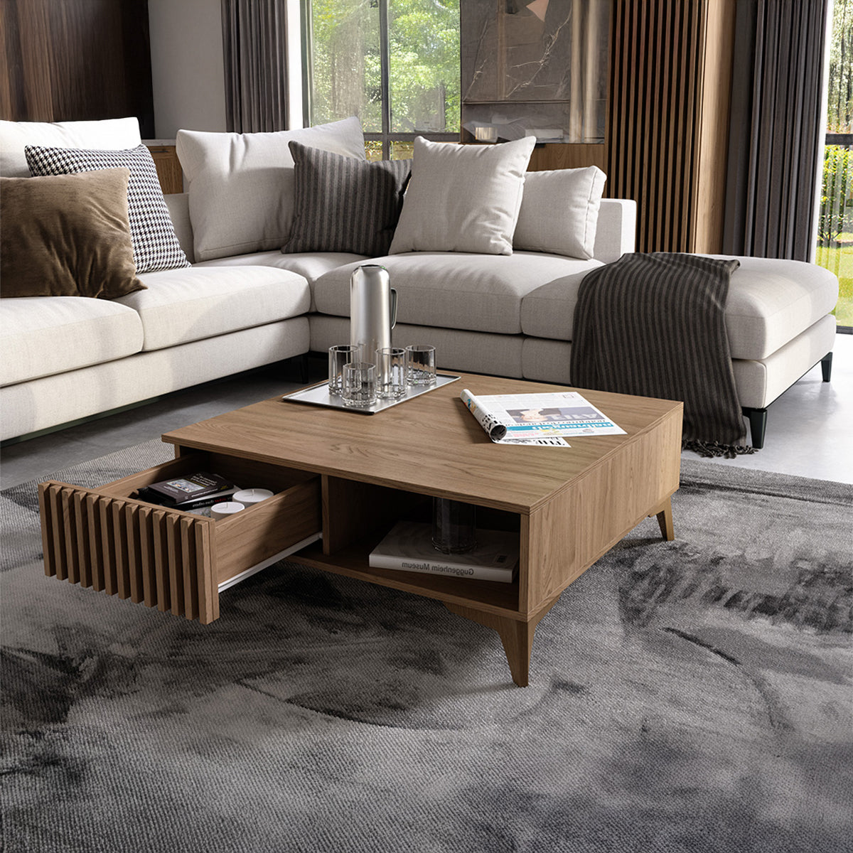 Table basse 1 tiroir 1 niche Esteban Bois - vue 3
