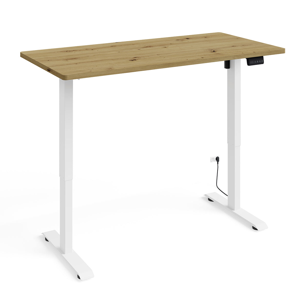 Bureau électrique 140 cm Ergo Bois et Blanc - vue 2