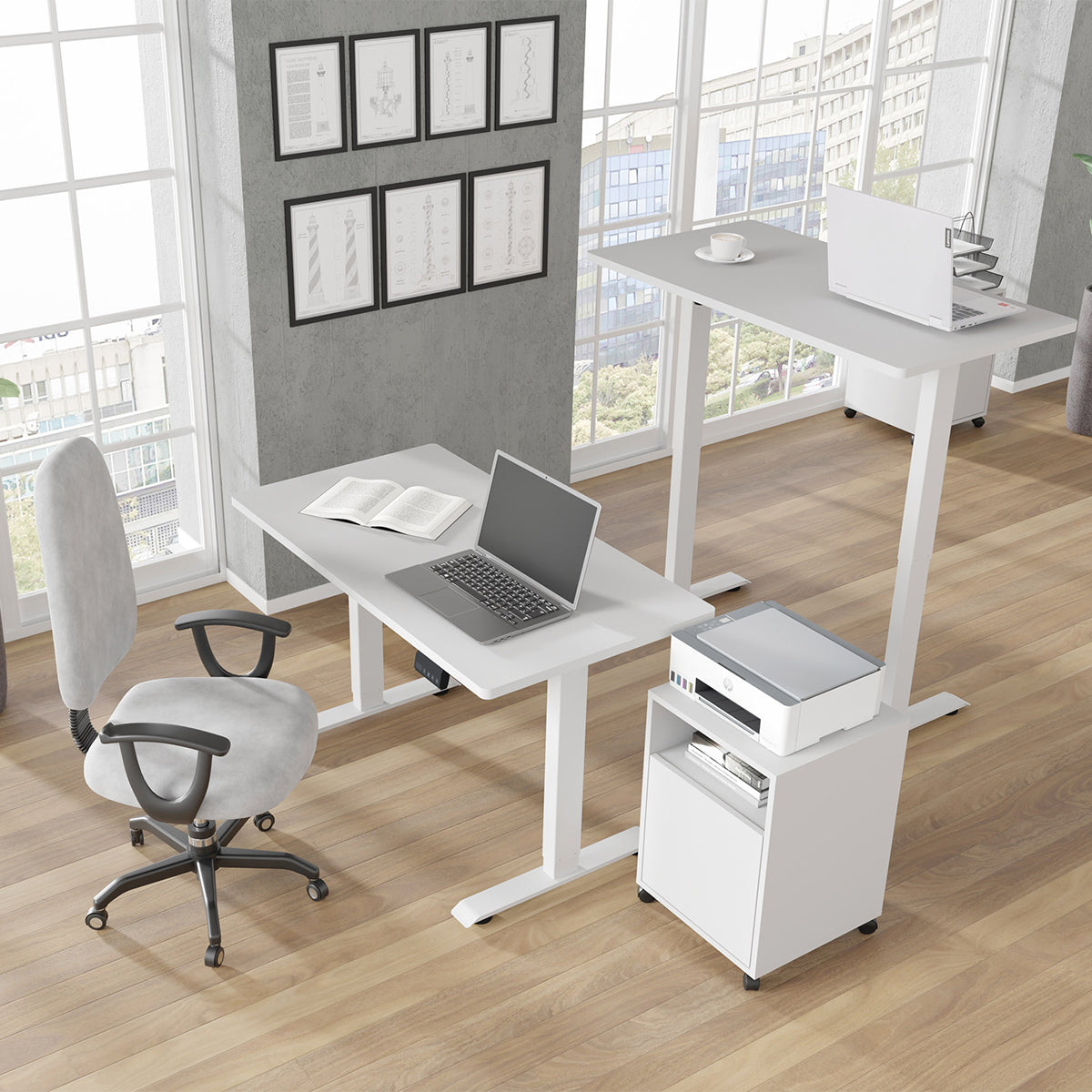 Bureau électrique 120 cm Ergo Blanc - vue 3