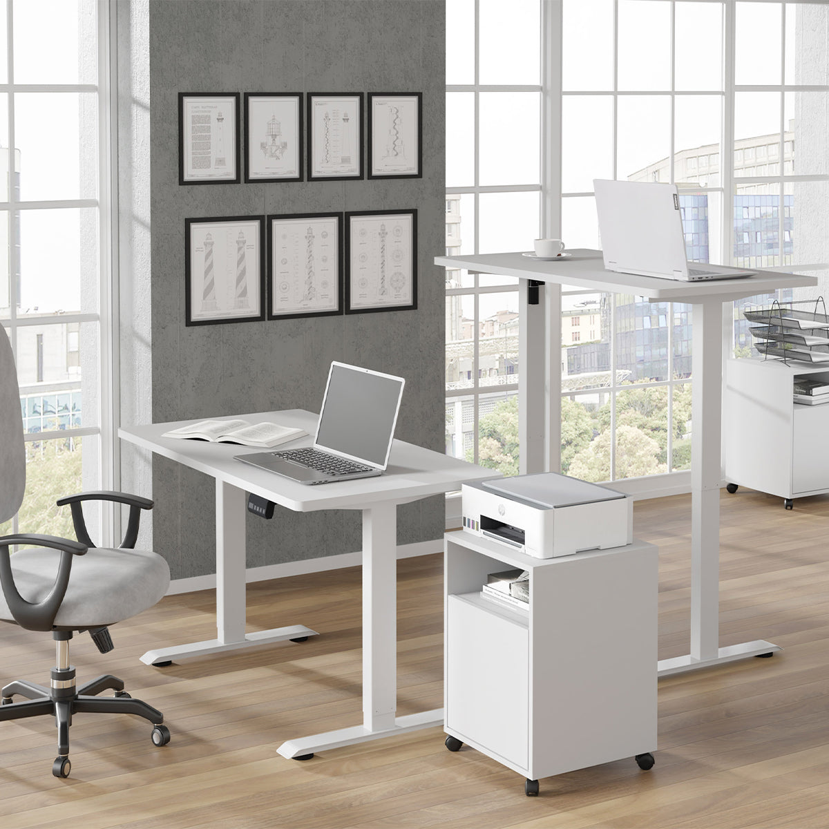 Bureau électrique 120 cm Ergo Blanc - vue 6