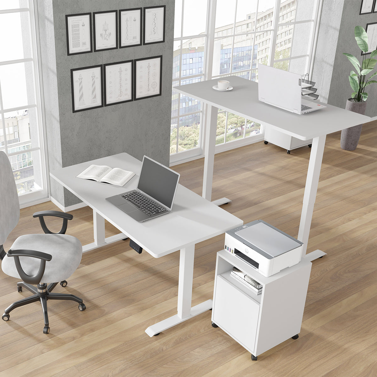 Bureau électrique 140 cm Ergo Blanc - vue 3