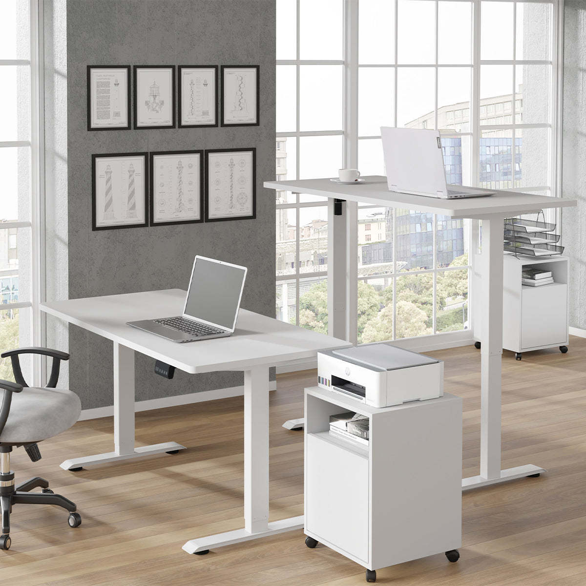 Bureau électrique 140 cm Ergo Blanc - vue 6