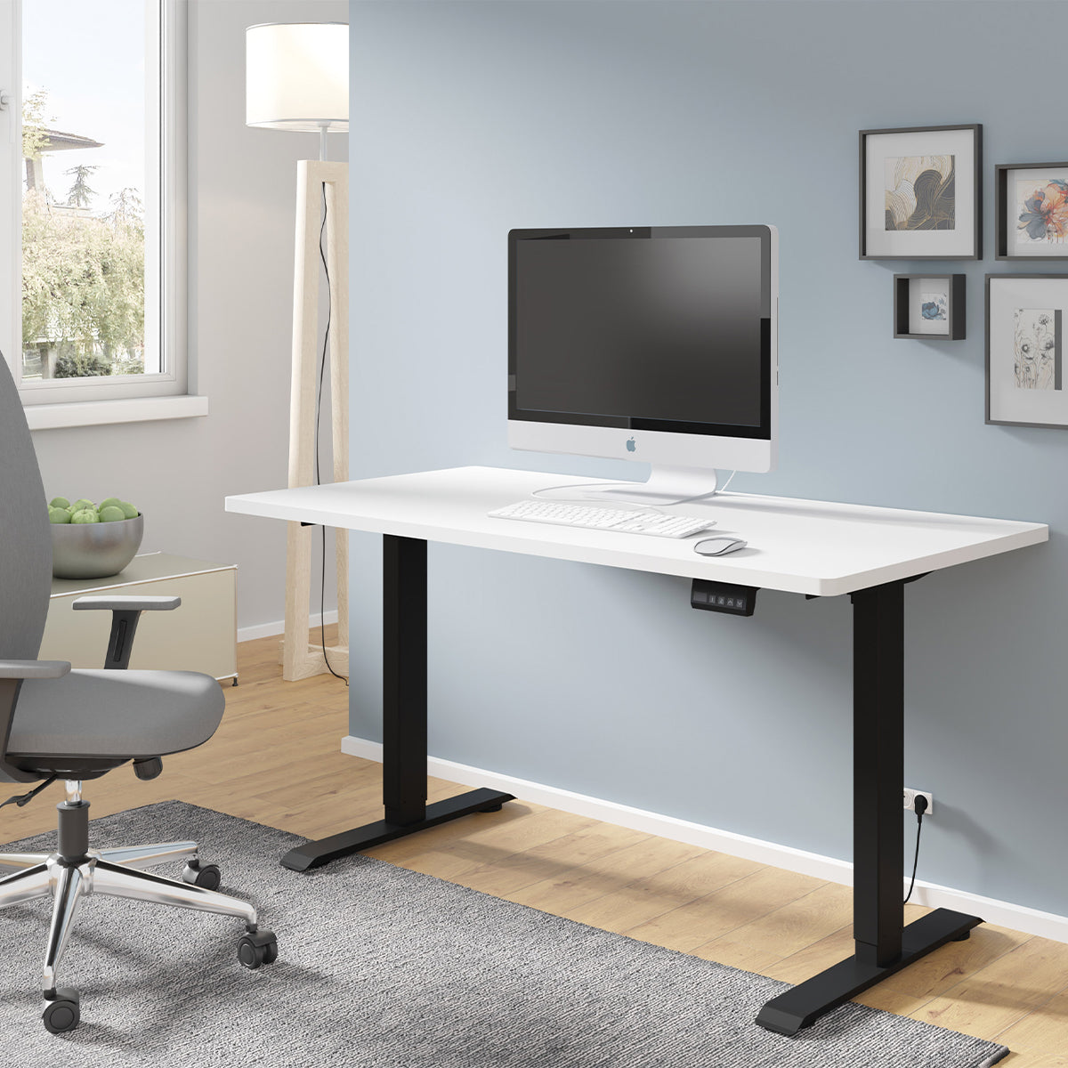 Bureau électrique 140 cm Ergo Blanc et Noir - vue 4