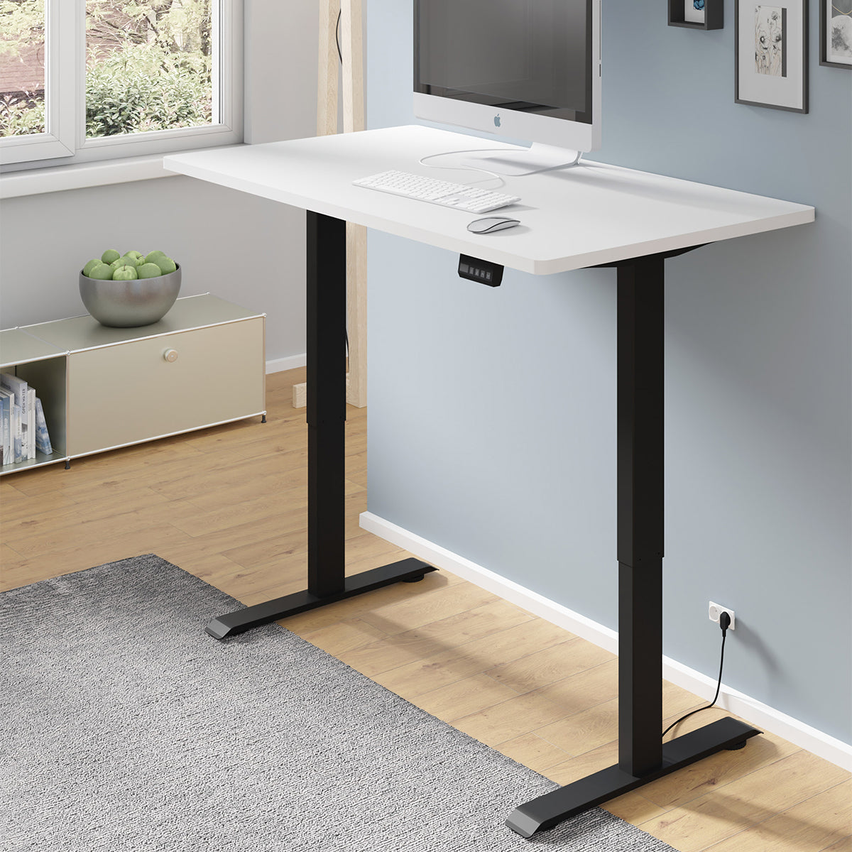 Bureau électrique 140 cm Ergo Blanc et Noir - vue 5