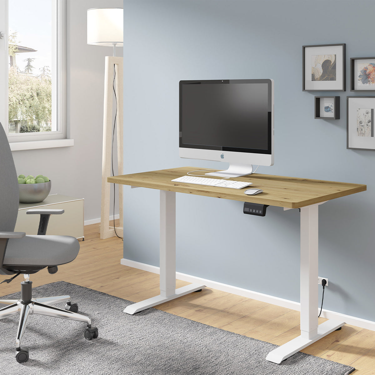 Bureau électrique 120 cm Ergo Bois et Blanc - vue 4