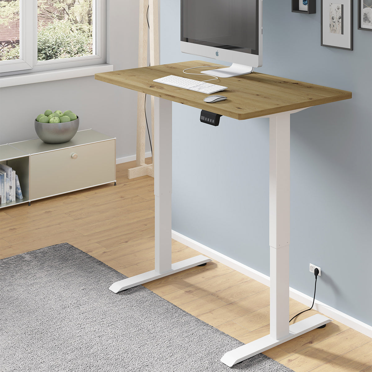 Bureau électrique 120 cm Ergo Bois et Blanc - vue 5