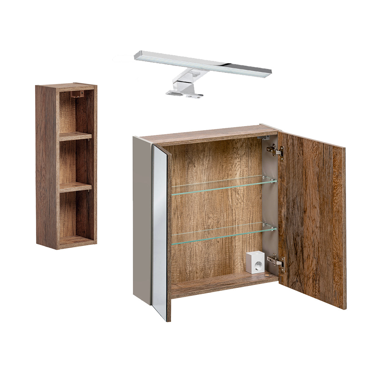 Miroir armoire murale 3 niches 80cm Éros Taupe - vue 2