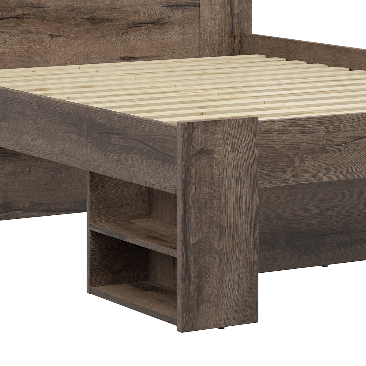 Lit 140x200 Ewen Bois foncé - vue 3