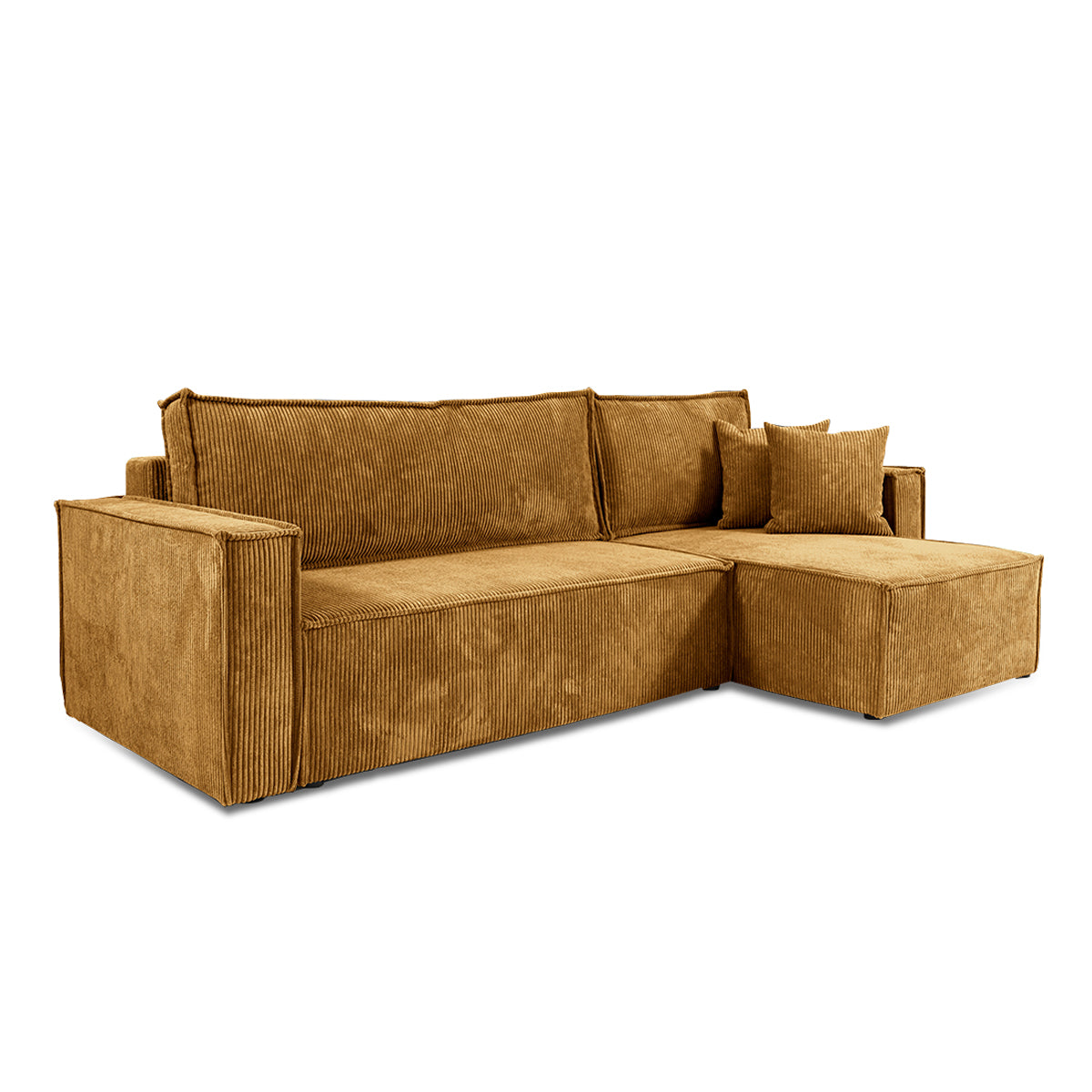 Canapé d'angle réversible convertible 3 places Ezekiel velours côtelé Jaune