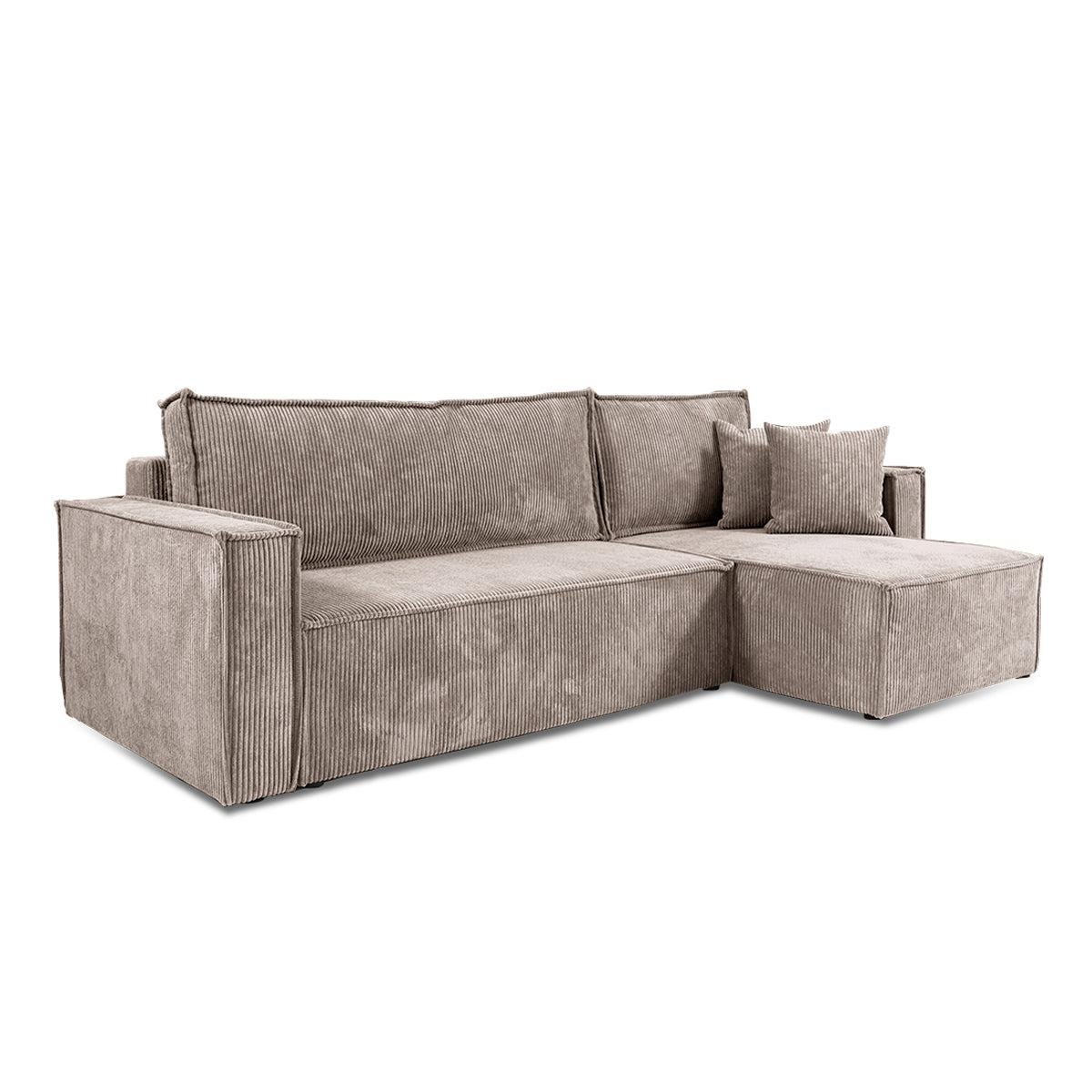 Canapé d'angle réversible convertible 3 places Ezekiel velours côtelé Taupe