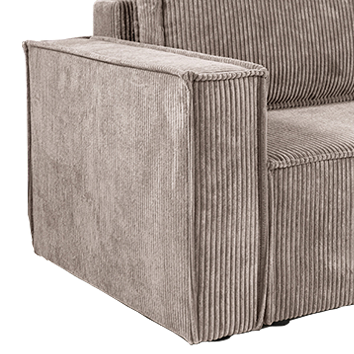 Canapé d'angle réversible convertible 3 places Ezekiel velours côtelé Taupe - vue 6
