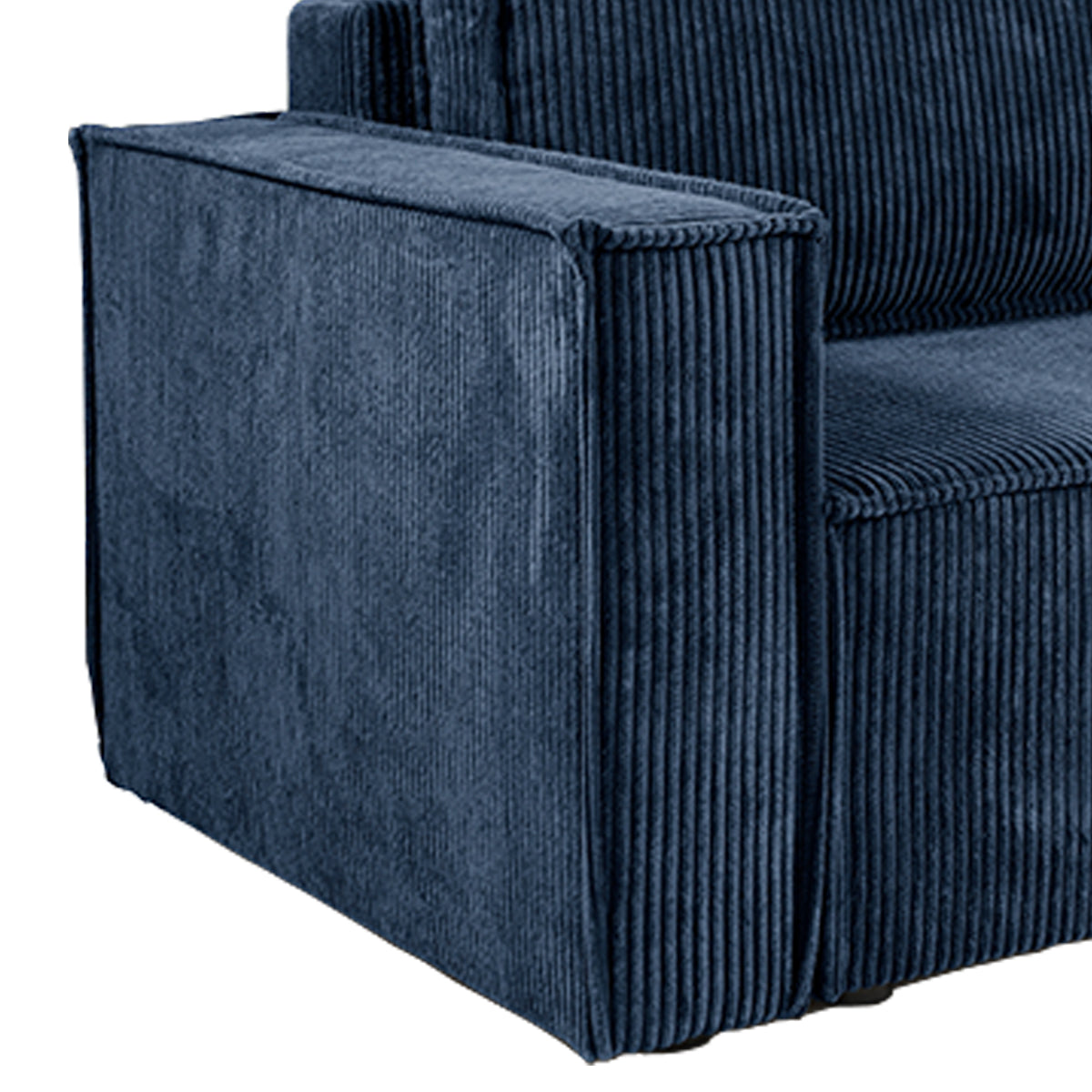 Canapé d'angle réversible convertible 3 places Ezekiel velours côtelé Bleu - vue 6
