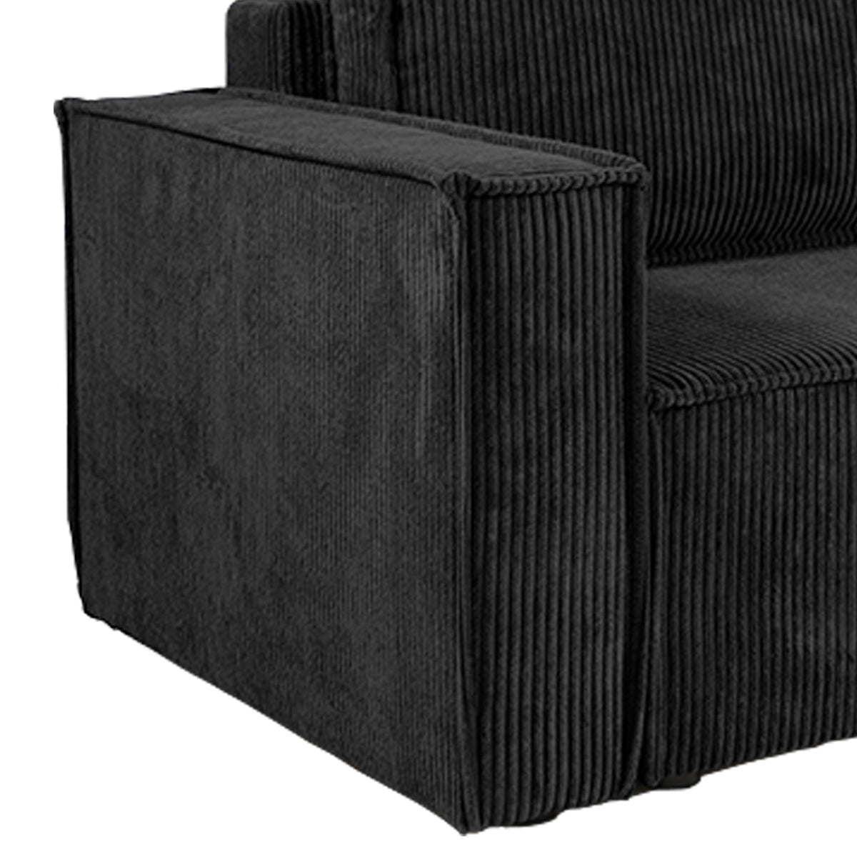 Canapé d'angle réversible convertible 3 places Ezekiel velours côtelé Noir - vue 6