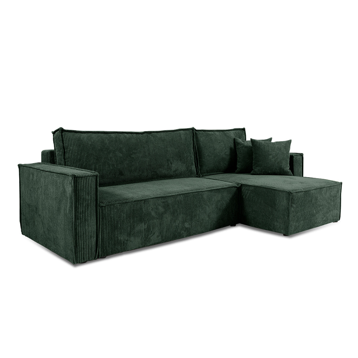 Canapé d'angle réversible convertible 3 places Ezekiel velours côtelé Vert Sapin