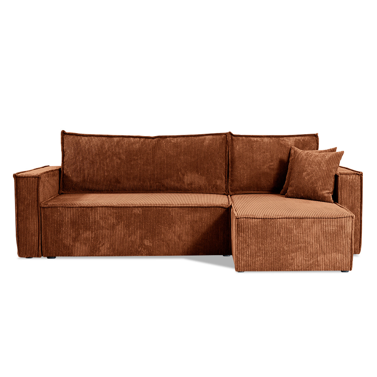 Canapé d'angle réversible convertible 3 places Ezekiel velours côtelé Terracotta - vue 3
