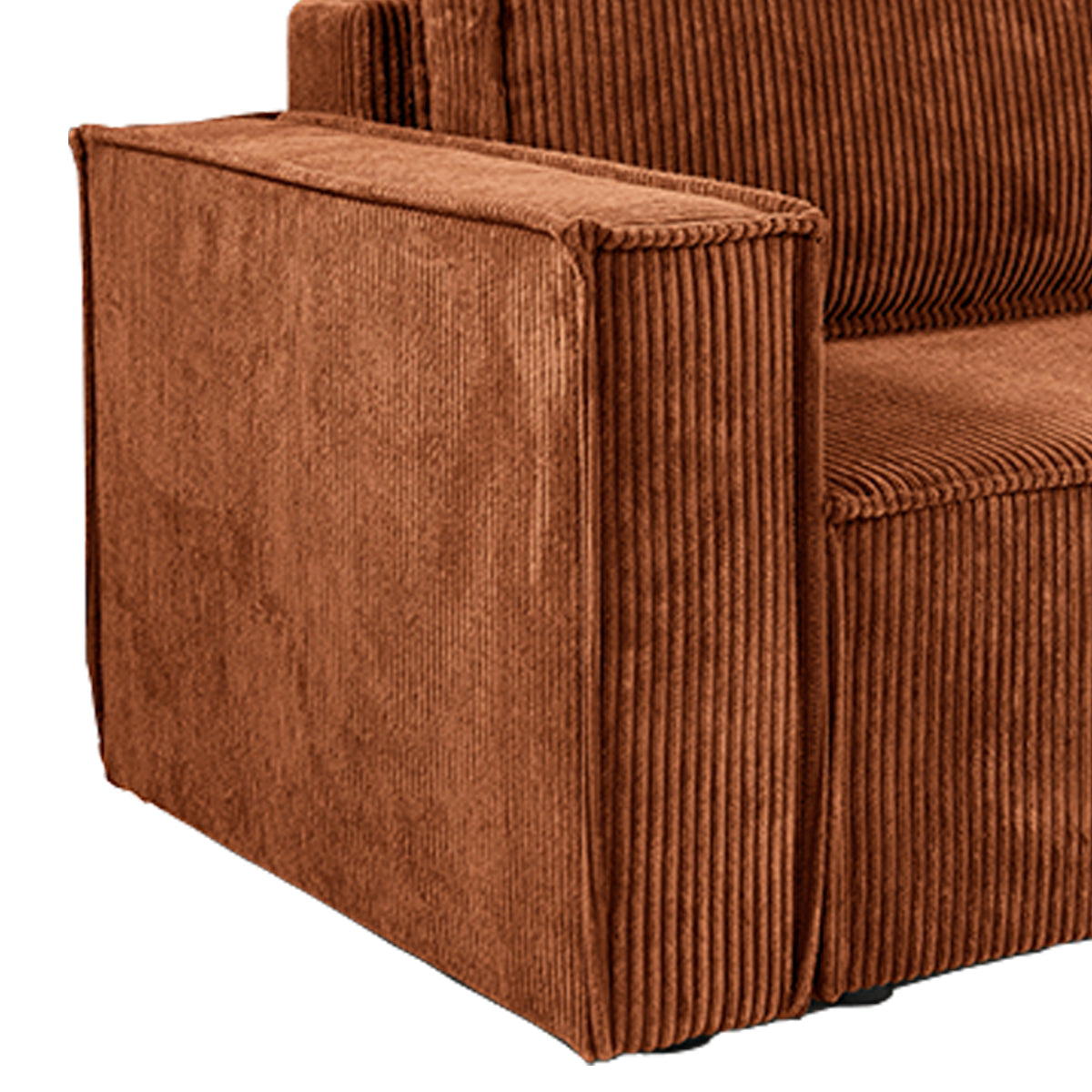 Canapé d'angle réversible convertible 3 places Ezekiel velours côtelé Terracotta - vue 6