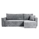 Canapé d'angle réversible convertible 3 places Ezekiel velours côtelé Gris Clair