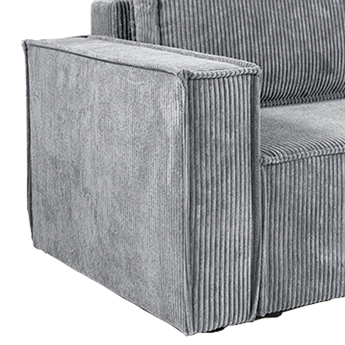 Canapé d'angle réversible convertible 3 places Ezekiel velours côtelé Gris Clair - vue 6
