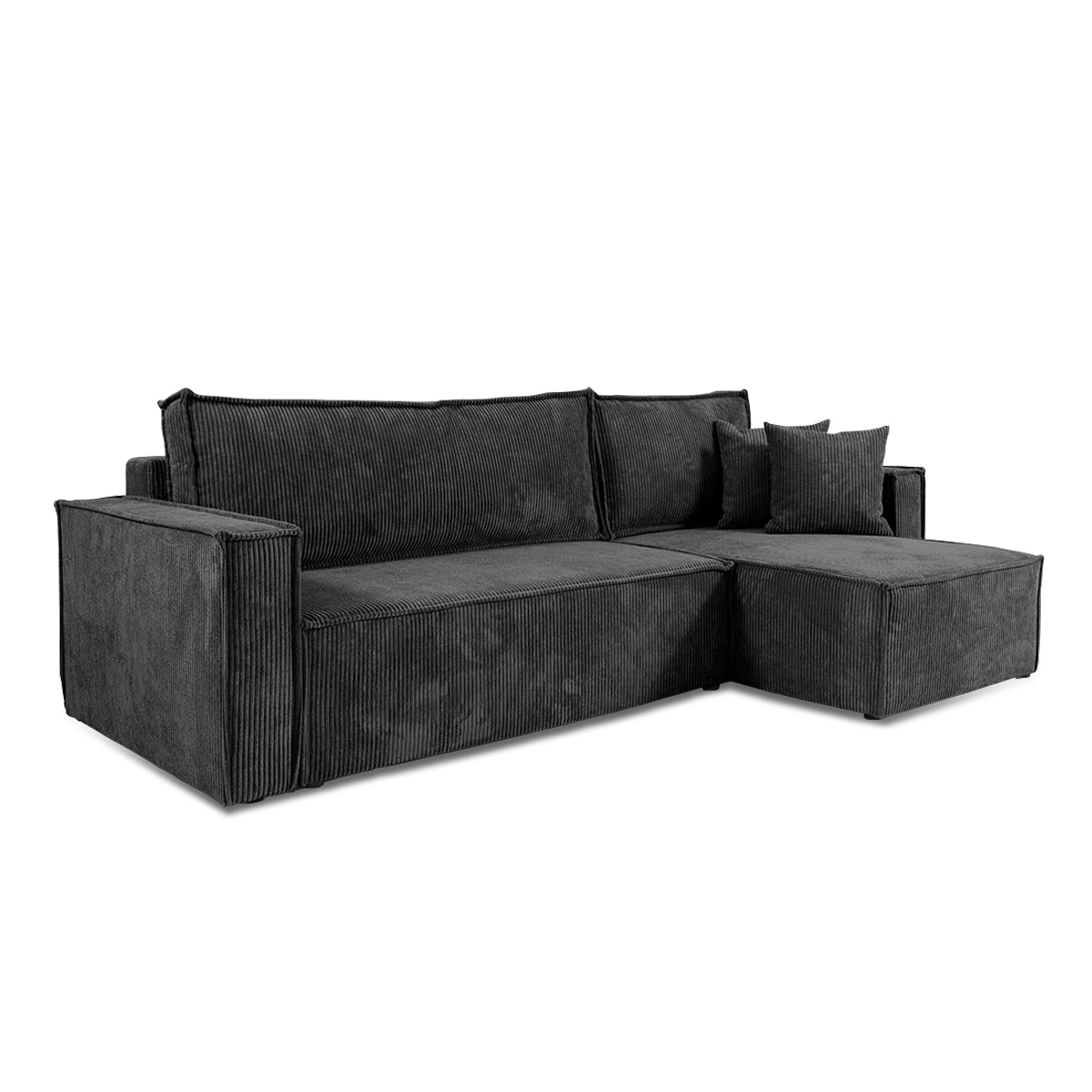 Canapé d'angle réversible convertible 3 places Ezekiel velours côtelé Gris