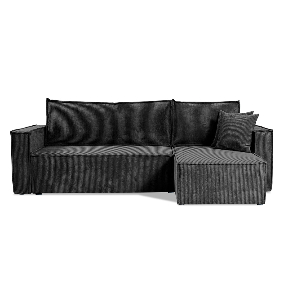 Canapé d'angle réversible convertible 3 places Ezekiel velours côtelé Gris - vue 3