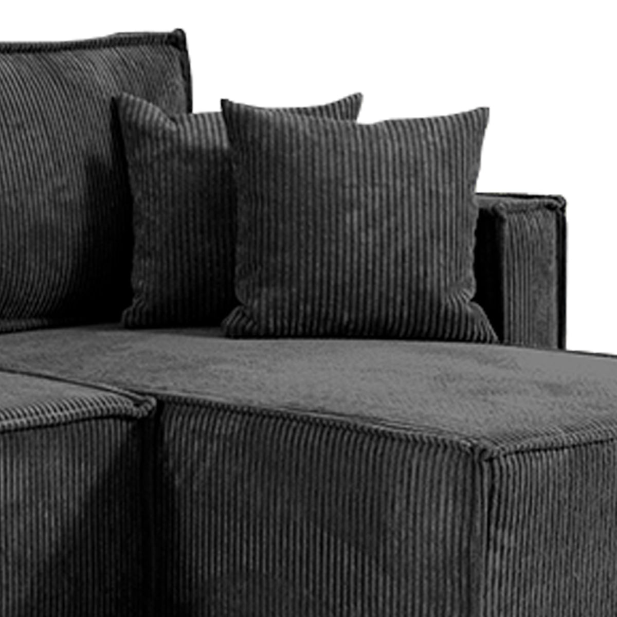 Canapé d'angle réversible convertible 3 places Ezekiel velours côtelé Gris - vue 5