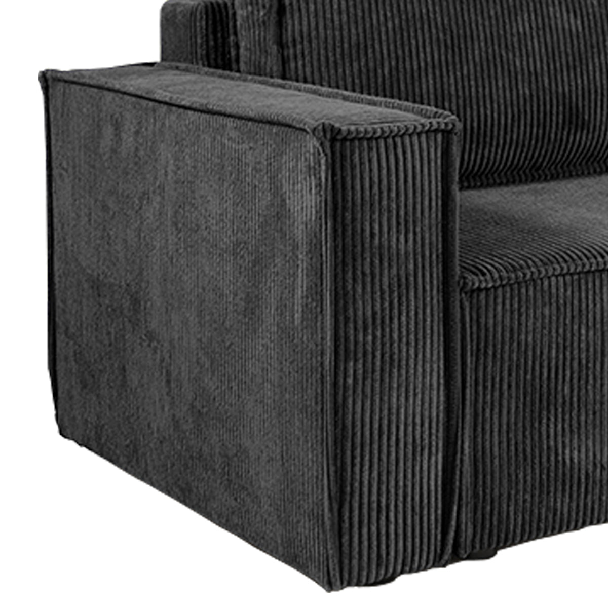 Canapé d'angle réversible convertible 3 places Ezekiel velours côtelé Gris - vue 6