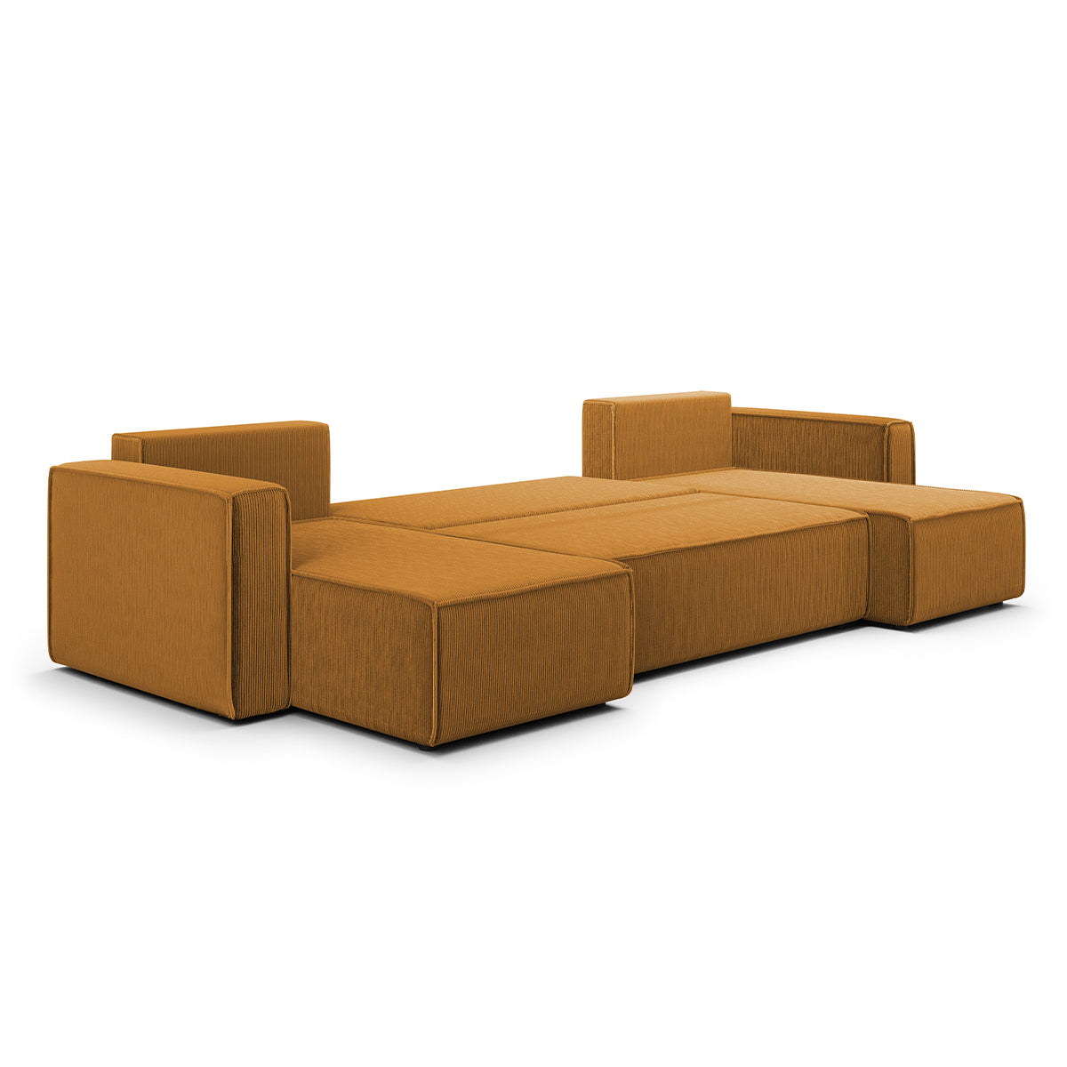 Canapé U 5 places convertible coffre Ezekiel velours côtelé Jaune - vue 4