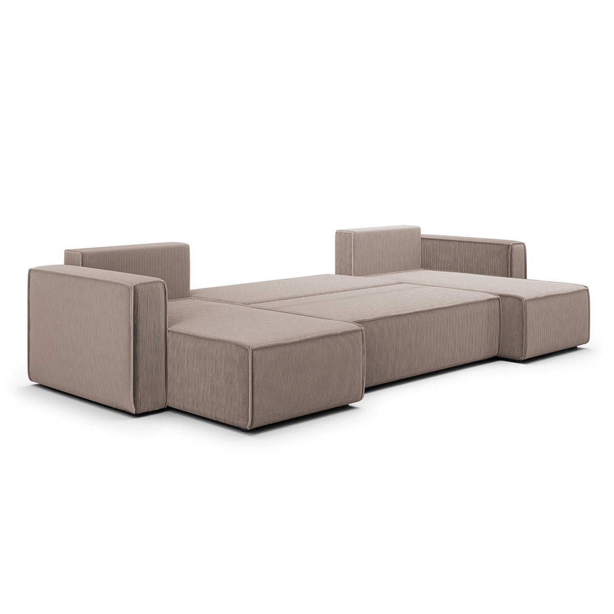Canapé U 5 places convertible coffre Ezekiel velours côtelé Taupe - vue 4