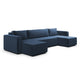 Canapé U 5 places convertible coffre Ezekiel velours côtelé Bleu