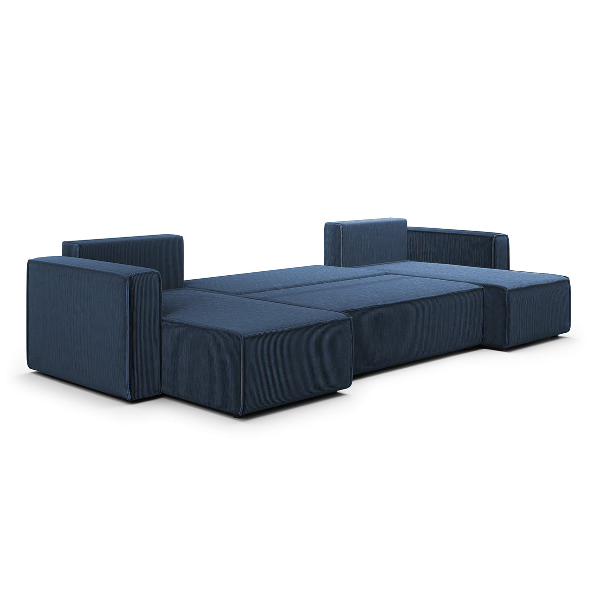 Canapé U 5 places convertible coffre Ezekiel velours côtelé Bleu - vue 4