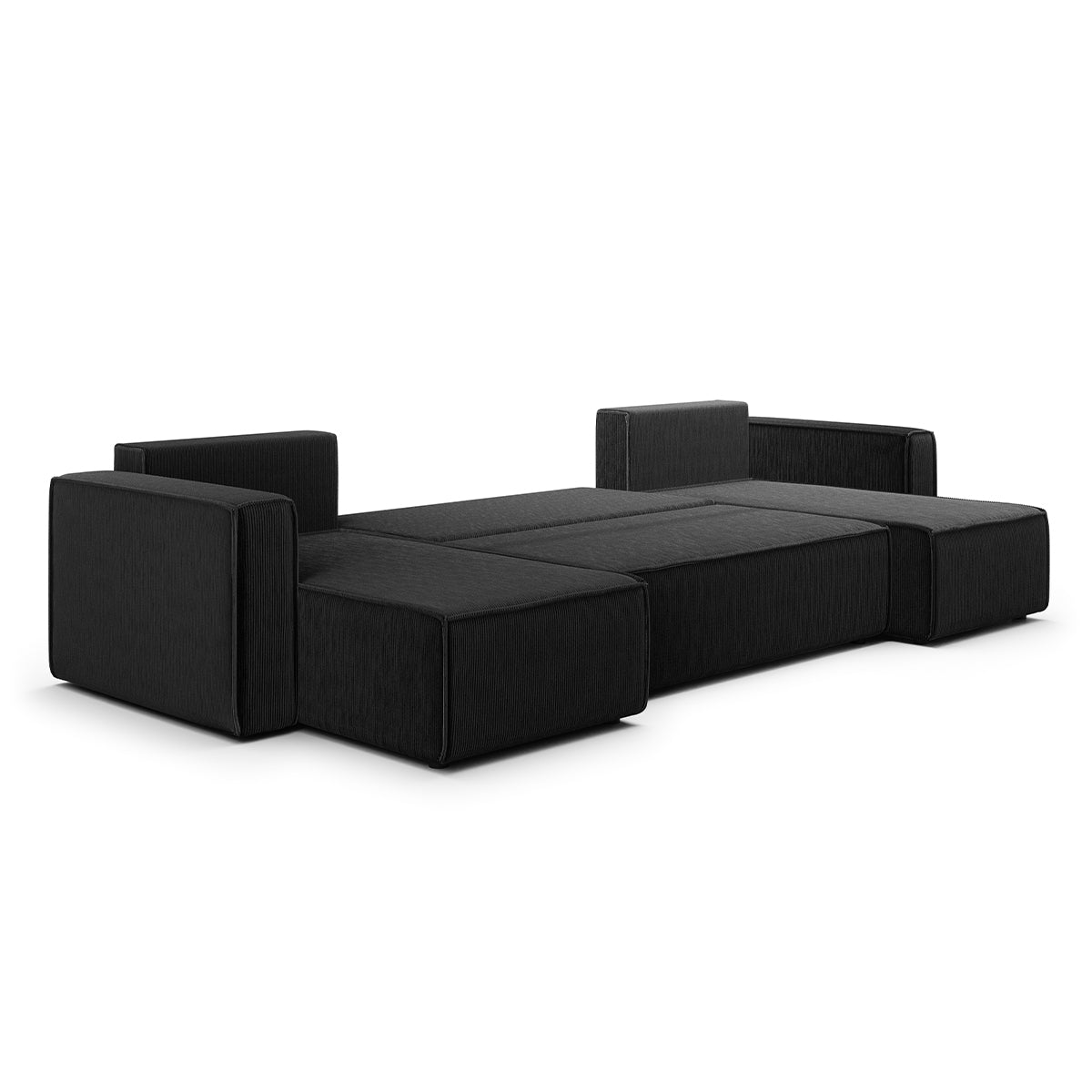 Canapé U 5 places convertible coffre Ezekiel velours côtelé Noir - vue 4