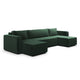 Canapé U 5 places convertible coffre Ezekiel velours côtelé Vert Sapin