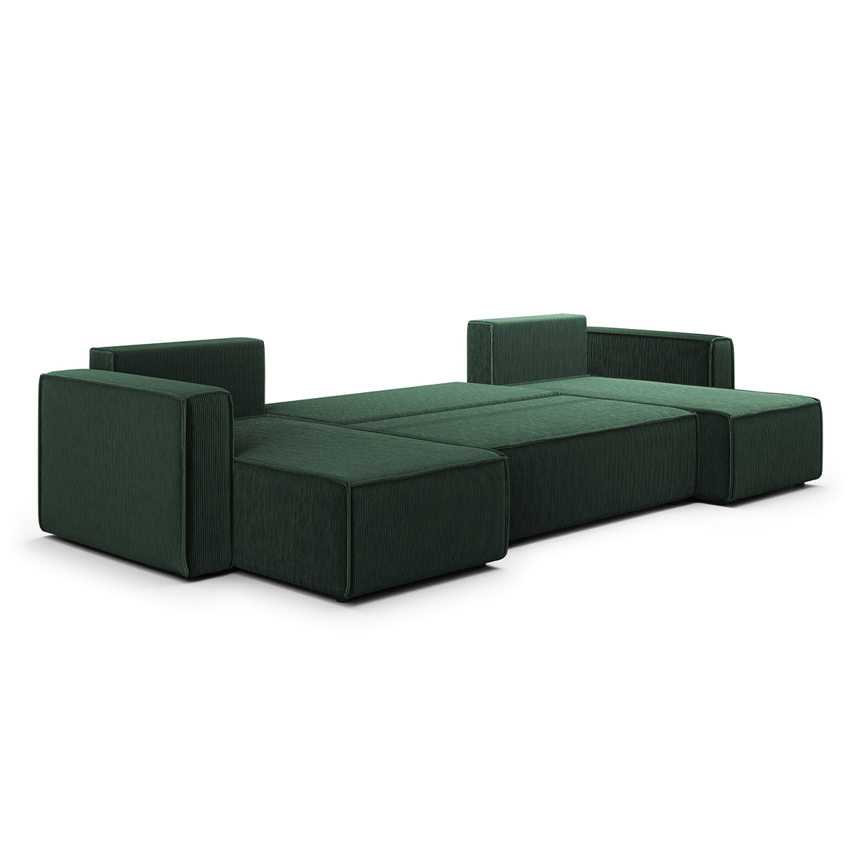 Canapé U 5 places convertible coffre Ezekiel velours côtelé Vert Sapin - vue 4