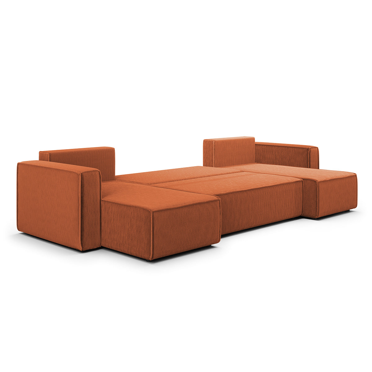 Canapé U 5 places convertible coffre Ezekiel velours côtelé Terracotta - vue 4