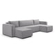 Canapé U 5 places convertible coffre Ezekiel velours côtelé Gris Clair