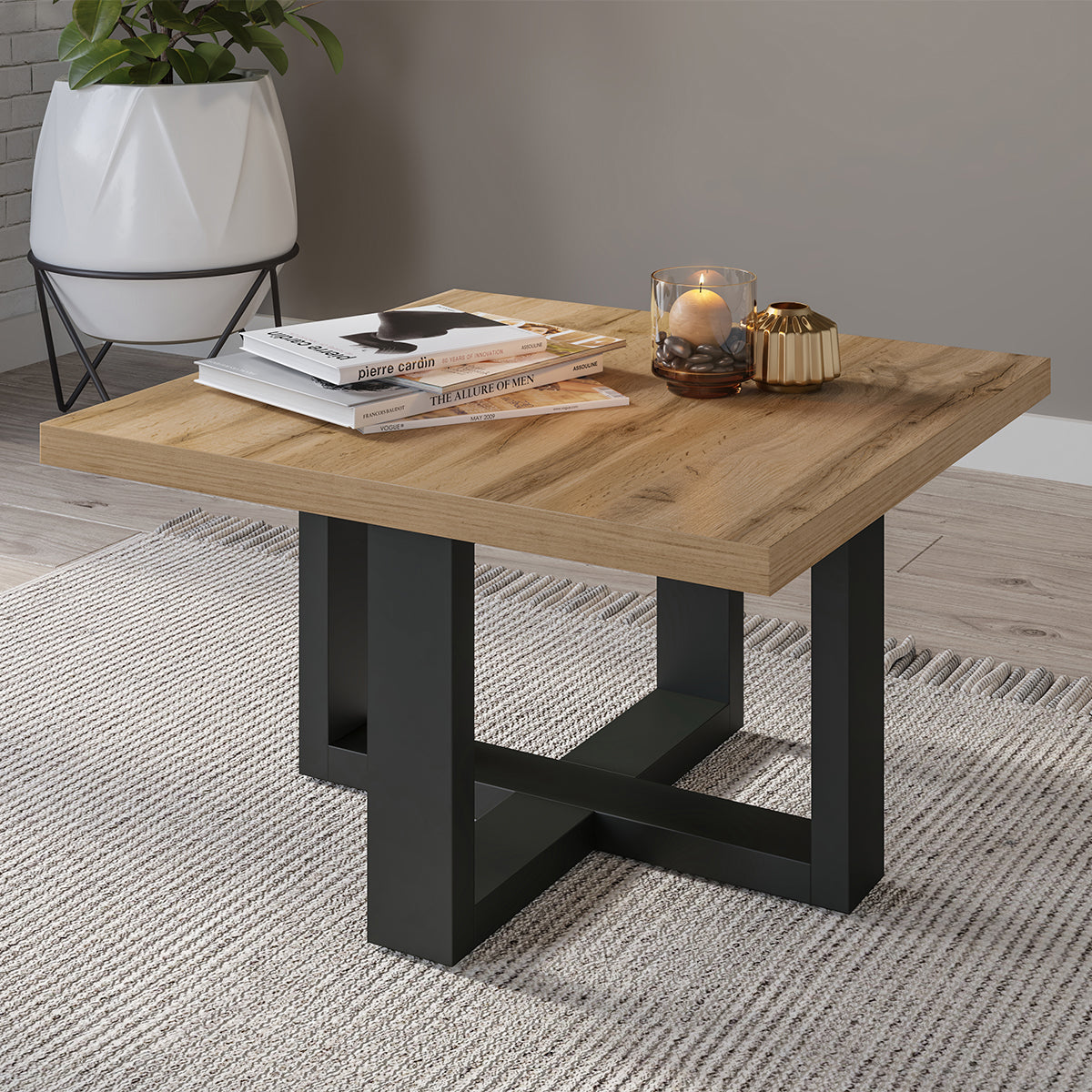 Table basse carrée Ezgui Bois et Noir - vue 3