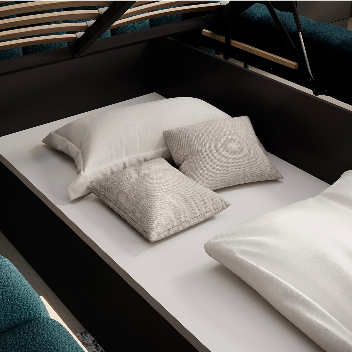 Lit coffre 160x200 sommier inclus Ezio Bleu - vue 4