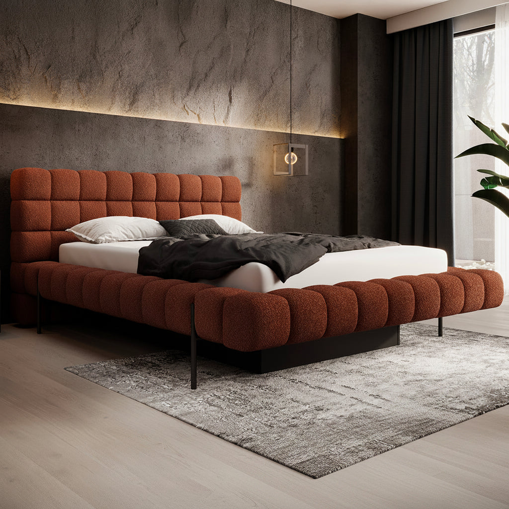 Lit coffre 160x200 sommier inclus Ezio Brique - vue 3