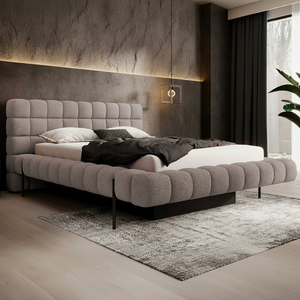 Lit coffre 160x200 sommier inclus Ezio Gris - vue 3