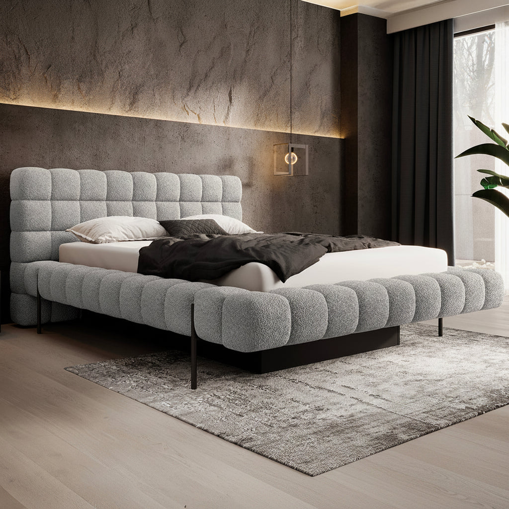 Lit coffre 160x200 sommier inclus Ezio Gris clair - vue 3