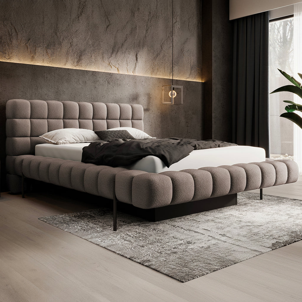 Lit coffre 160x200 sommier inclus Ezio Taupe - vue 3