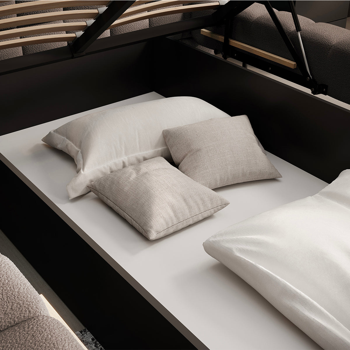 Lit coffre 160x200 sommier inclus Ezio Taupe - vue 4