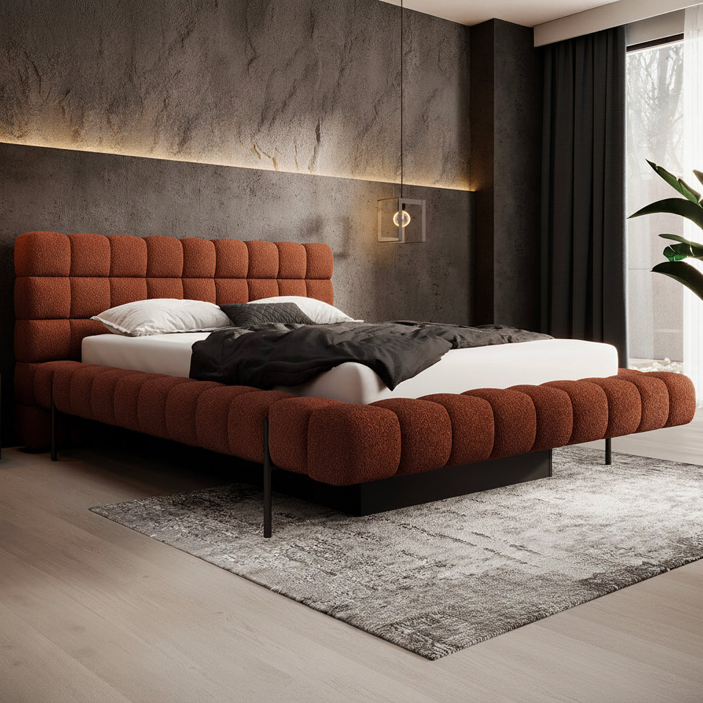 Lit coffre 180x200 sommier inclus Ezio Brique - vue 3