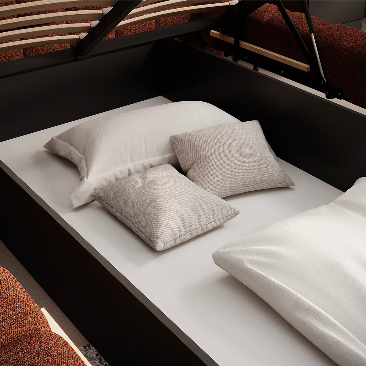 Lit coffre 180x200 sommier inclus Ezio Brique - vue 4