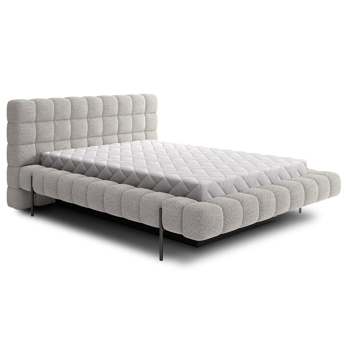 Lit coffre 180x200 sommier inclus Ezio Gris clair